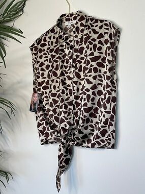 HAVER + BLAIR | Animal Print Front Tie Blouse | New Condition | M